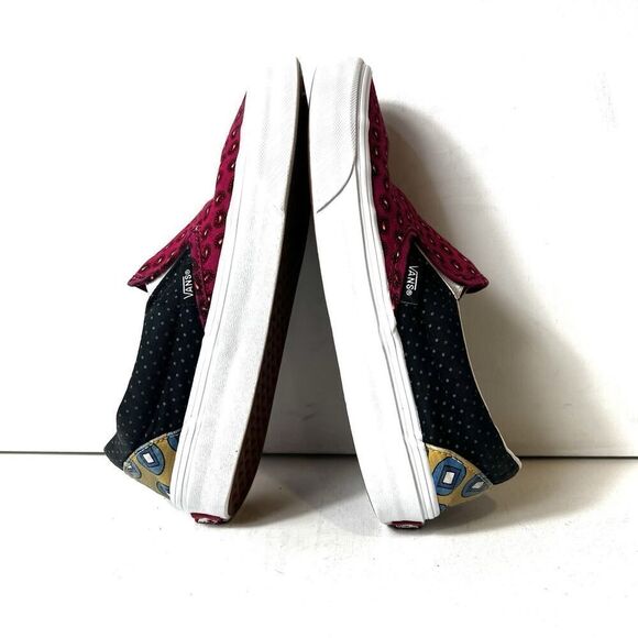 VANS OFF The Wall Red Mix Print Canvas Skate Shoes Women's 6 Low Lace Up Sneaker - Picture 4 of 11